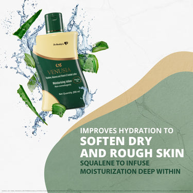 Venusia Dr Reddy's I Moisturizing Lotion I Enriched With Vitamin E, Aloe Vera & Squalene I Daily Face And Body Lotion I Soothing Itch Relief, Non-Greasy, 200Ml